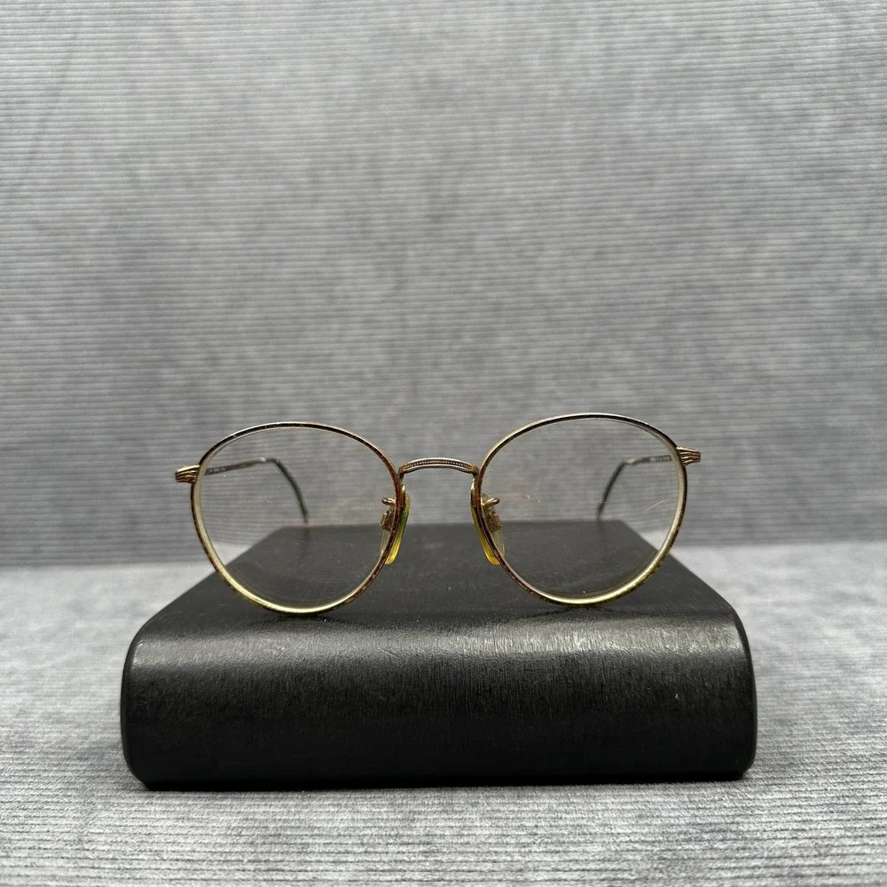 Luxottica 400 Vintage Round Eyeglasses Gold Tortoise Shell Frame Italy 140mm